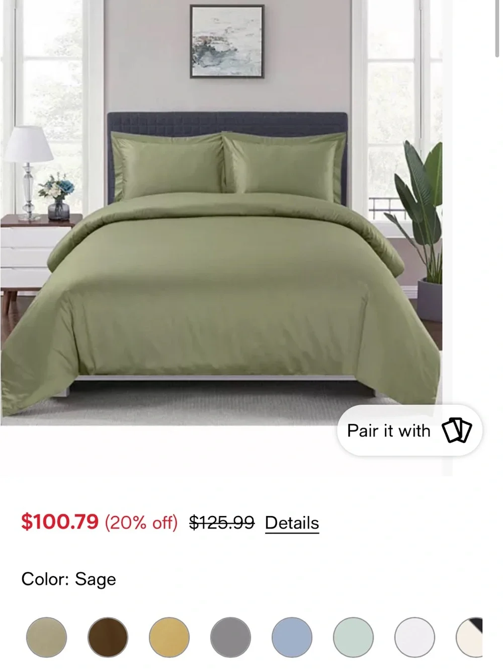 Sage King Duvet Cover Set - Brand New!